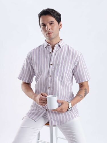 Lilac Haze: Linen shirt from Turms Intelligent Apparel, breathable, anti-odour, and water resistant, with fast delivery.