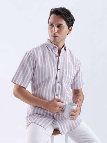 Lilac Haze linen shirt from turms intelligent apparel, stylish and breathable with anti-odour and water-proof features.