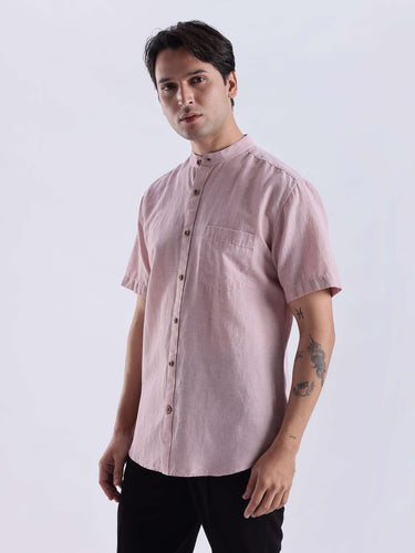Rusty Petal linen shirt from turms intelligent apparel in pink, breathable, anti-odour, waterproof.