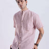 Rusty Petal linen shirt from turms intelligent apparel in pink, featuring breathable, anti-odour, waterproof fabric.