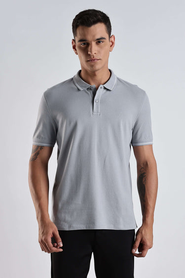 Magma Grey cotton polo tshirt for men, premium quality, stylish and comfortable wear.