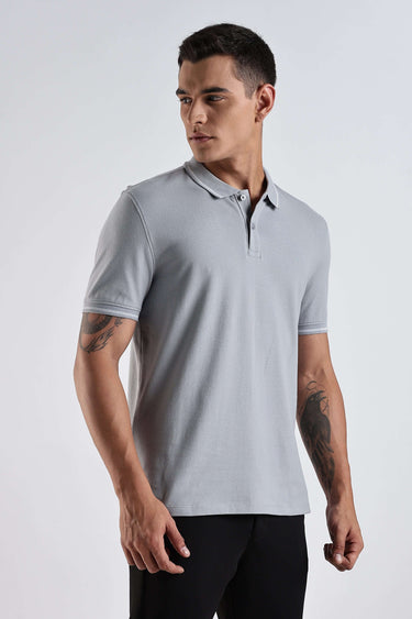 Magma Grey cotton polo tshirt, premium quality with water proof, antistain, and anti odour features.