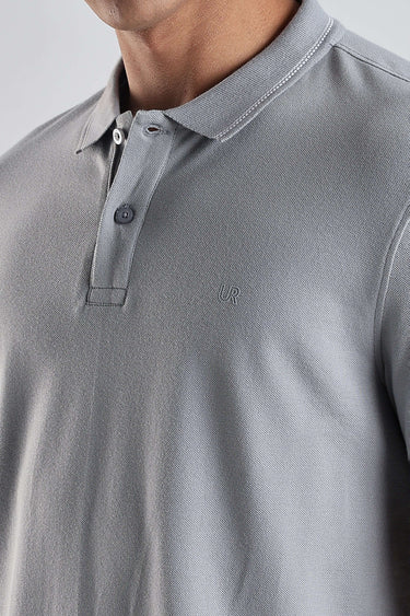 Magma Grey cotton polo tshirt for men, premium fabric with waterproof, antistain, and anti-odour features.