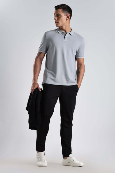 Magma Grey cotton polo t-shirt, premium soft fabric, stylish and functional for men, perfect for everyday wear.