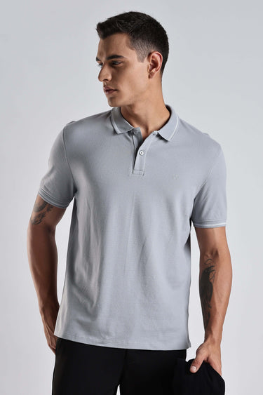 Magma Grey cotton polo tshirt for men, premium quality, water proof, antistain, anti odour, stylish and comfortable.