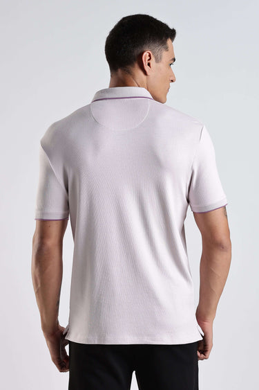 Lavender Fires cotton polo tshirt for men showcasing premium fabric and a stylish back design.