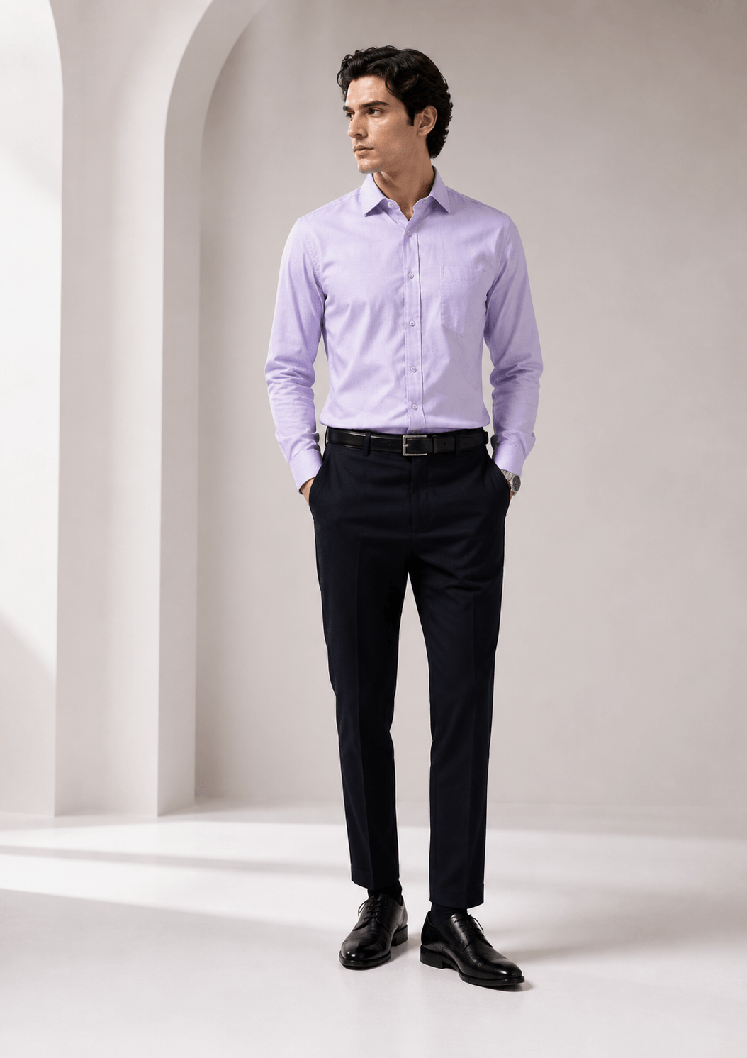 Turms Men's Casual Premium Cotton Oxford Shirt | Lavender Turms Men's Casual Premium Cotton Oxford Shirt | Lavender