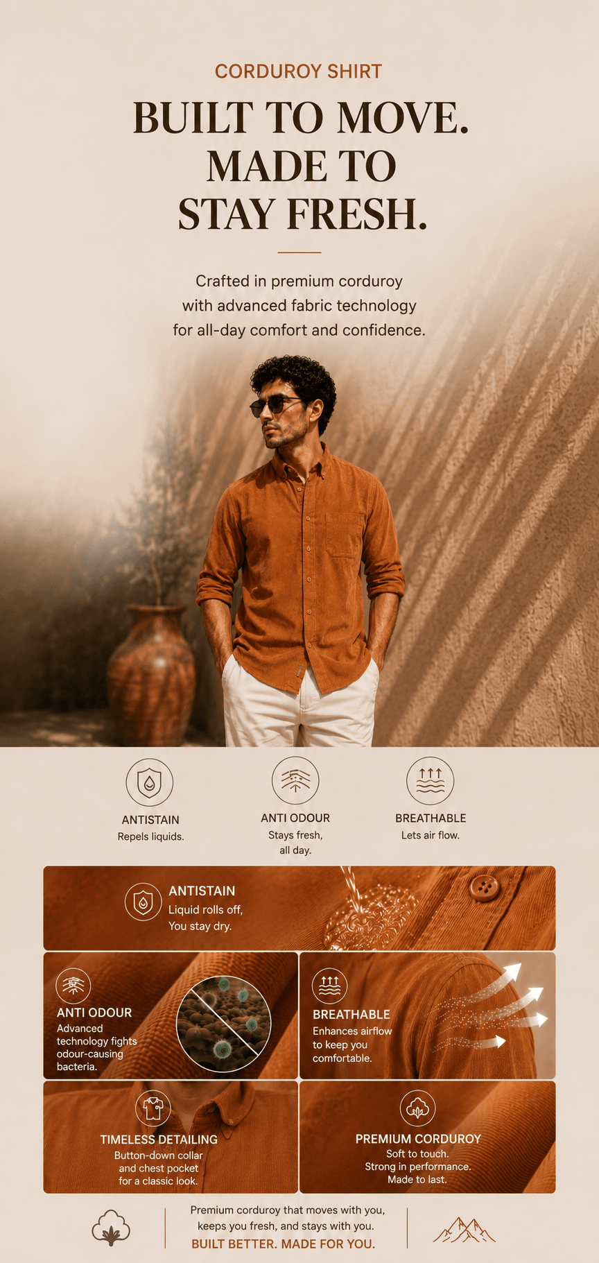 Corduroy Shirt Travel Shirt Turms Intelligent Apparel 