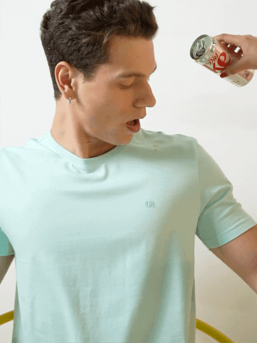 Aqua Round Neck Blue Tshirt- Turms Intelligent Apparel Anti stain & Anti Odor URturms