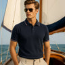 Orion Blue cotton polo tshirt for men, premium water proof and anti odour, perfect for stylish summer outings.