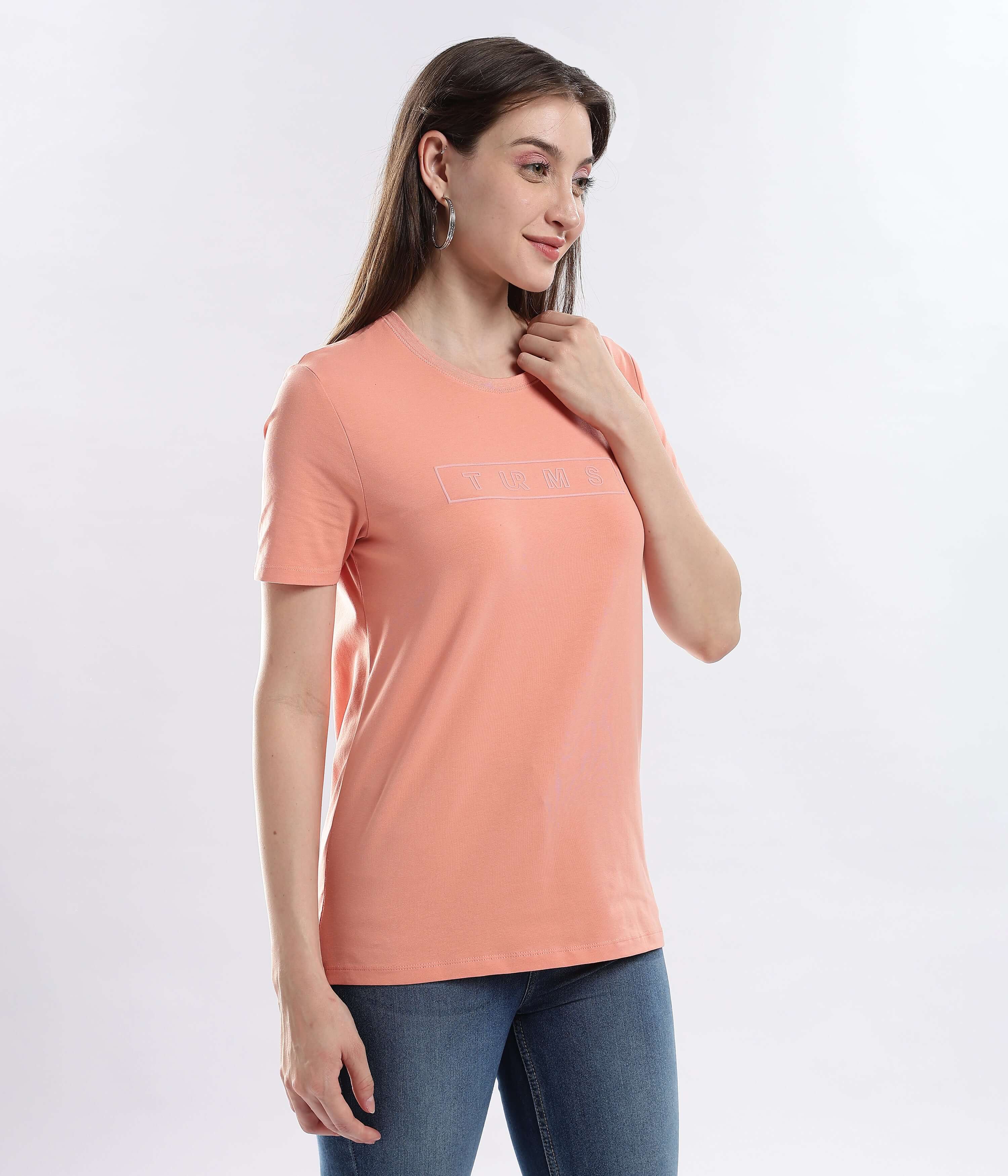 Womens casual t-shirt Ember Orange cotton tshirt with stretchable features, waterproof and anti-odour, perfect for everyday wear.