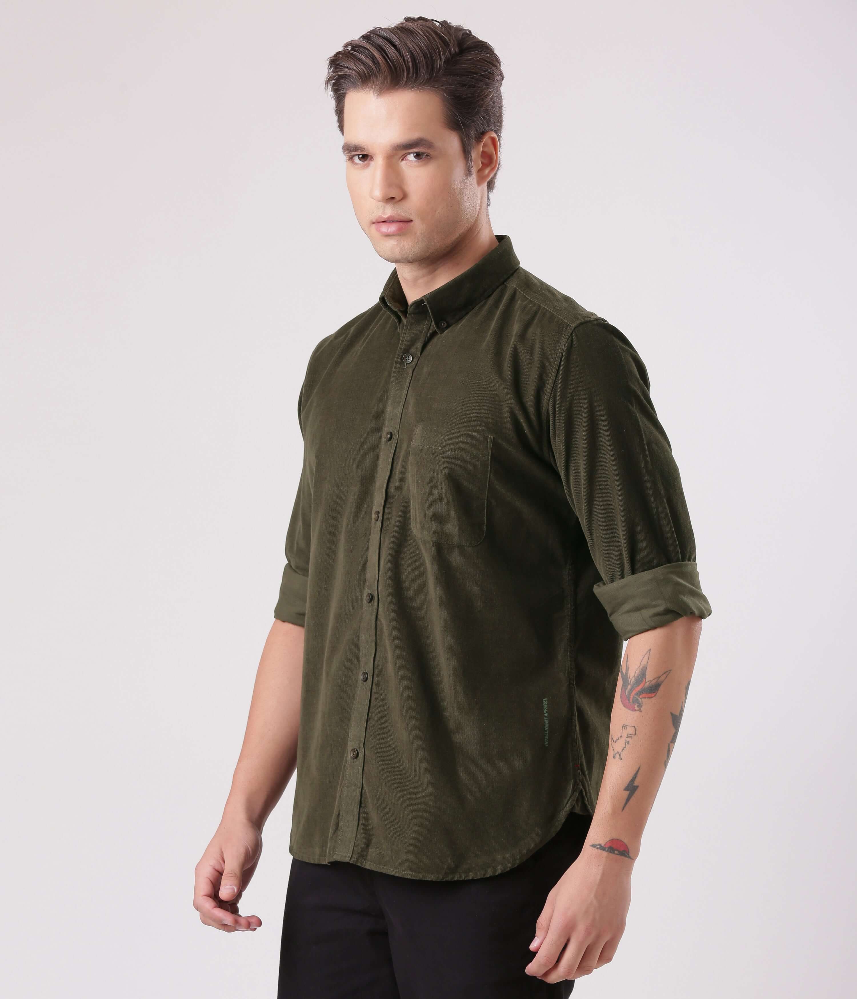 Emerald Star corduroy shirt with water proof turms intelligent apparel for men in India.