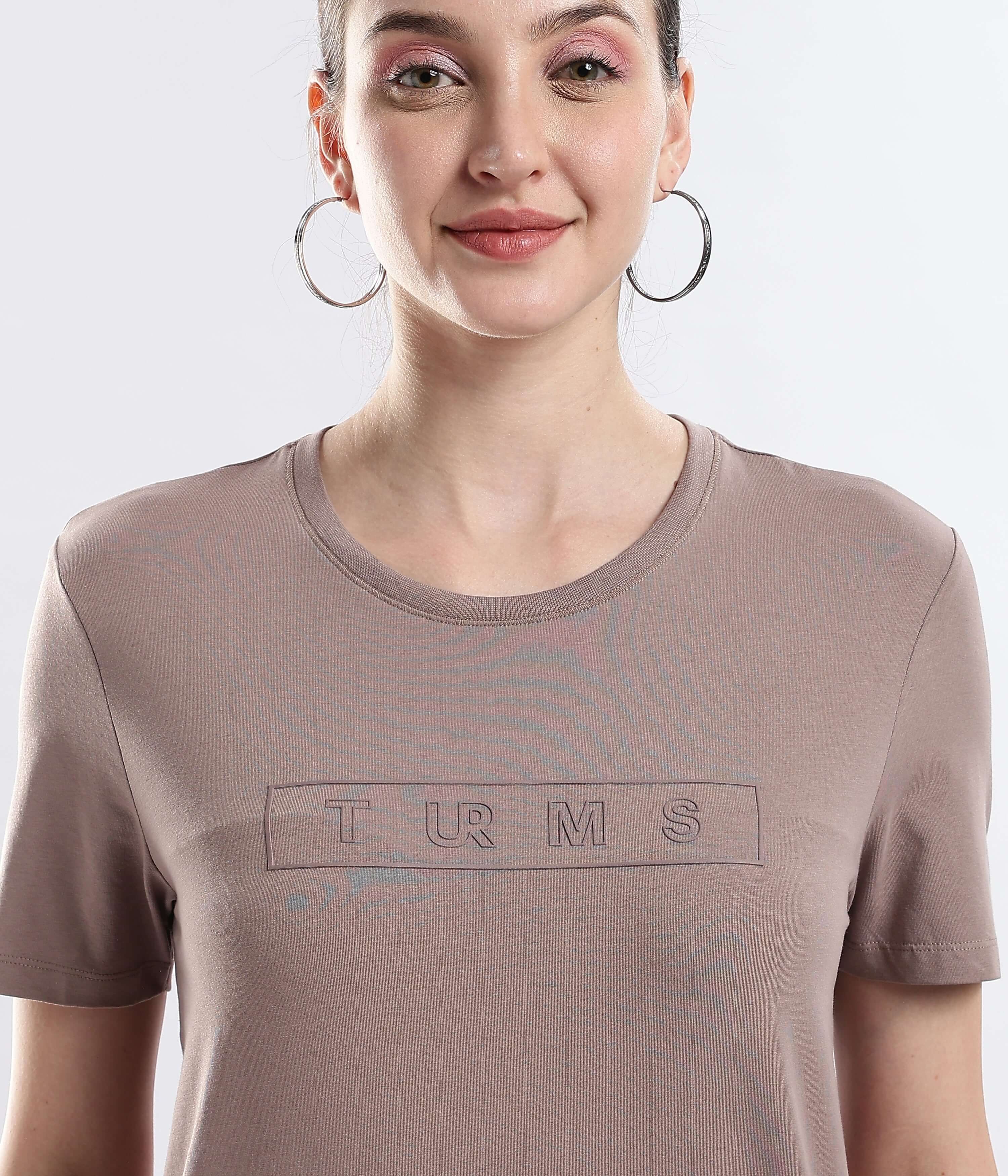 Womens casual t-shirt Garnet Brown cotton tshirt featuring a stylish design, offering stretchable, water proof, and anti odour properties.