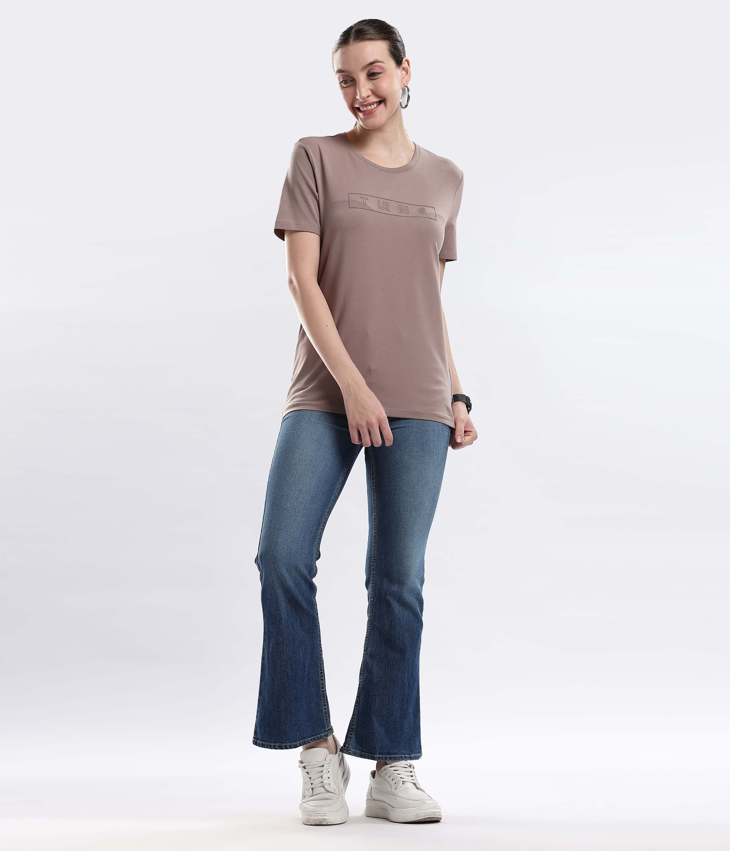 Womens casual t-shirt Garnet Brown cotton tshirt, stretchable, waterproof, anti-odour, best tshirt for everyday wear.