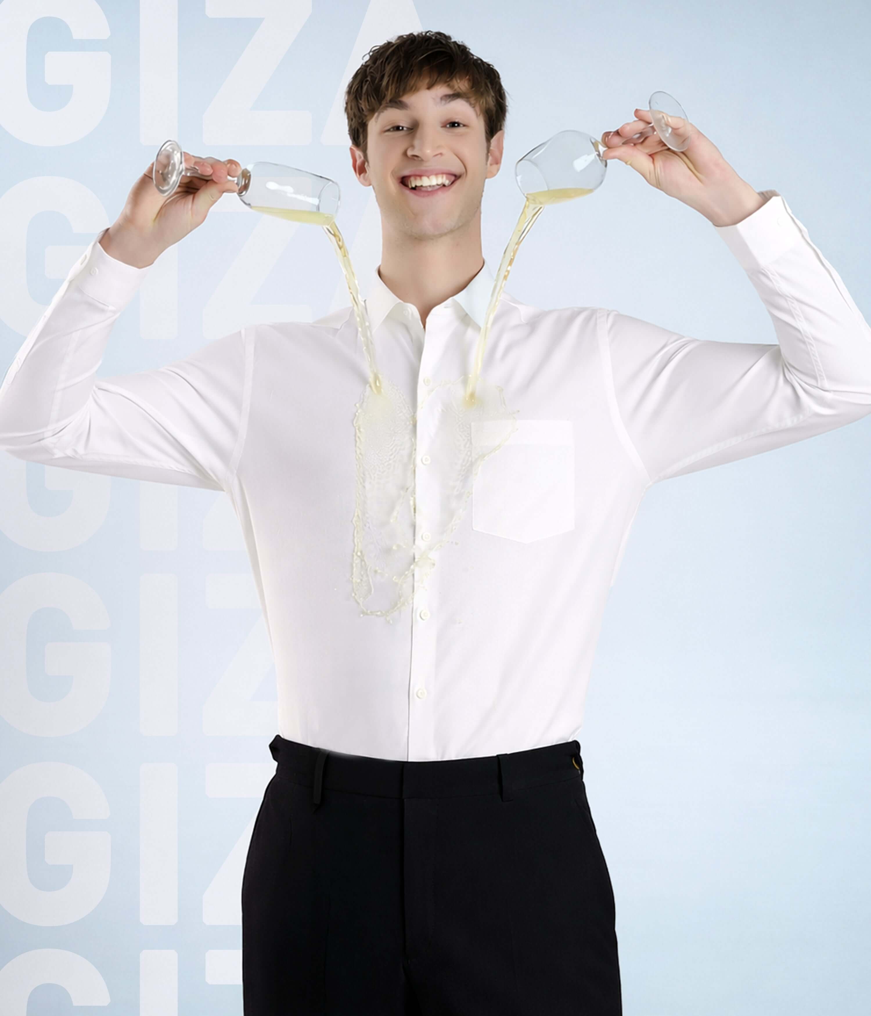 A model wearing the Elite White shirt, showcasing its elegance and style for cotton Giza shirts by Turms Intelligent Apparel.