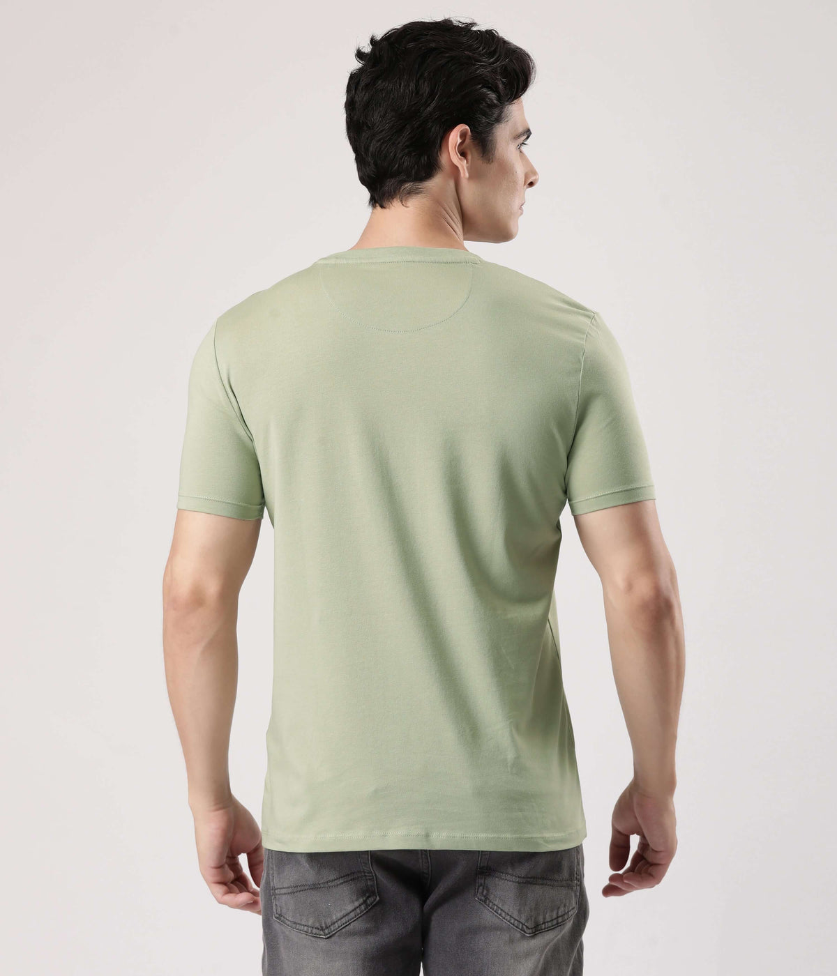 Citrus lime Turms intelligent apparel t-shirt shown from the back, designed for comfort and style.