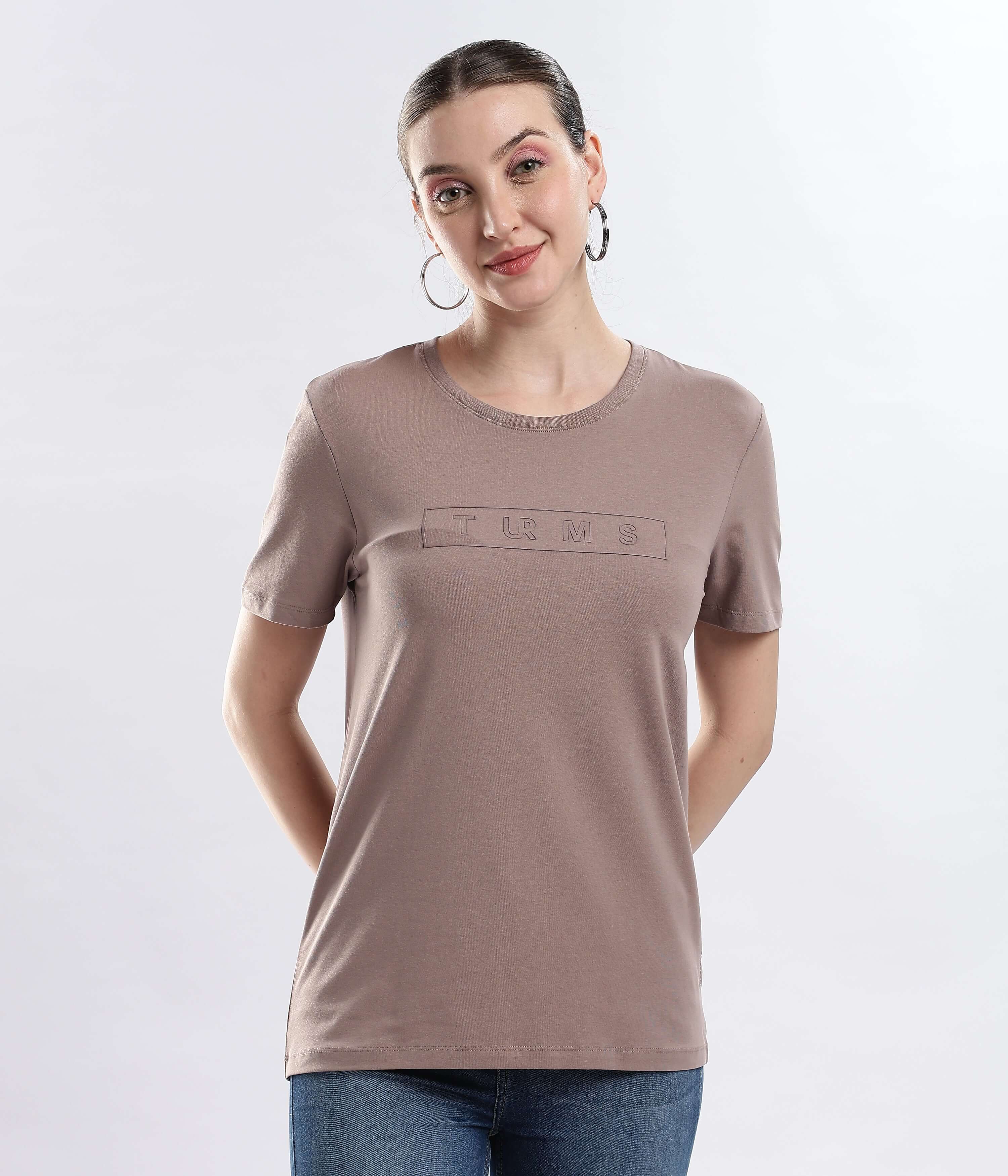 Womens casual t-shirt Garnet Brown Turms Worry-Free Intelligent T-Shirt in soft, breathable cotton, offering style and comfort.
