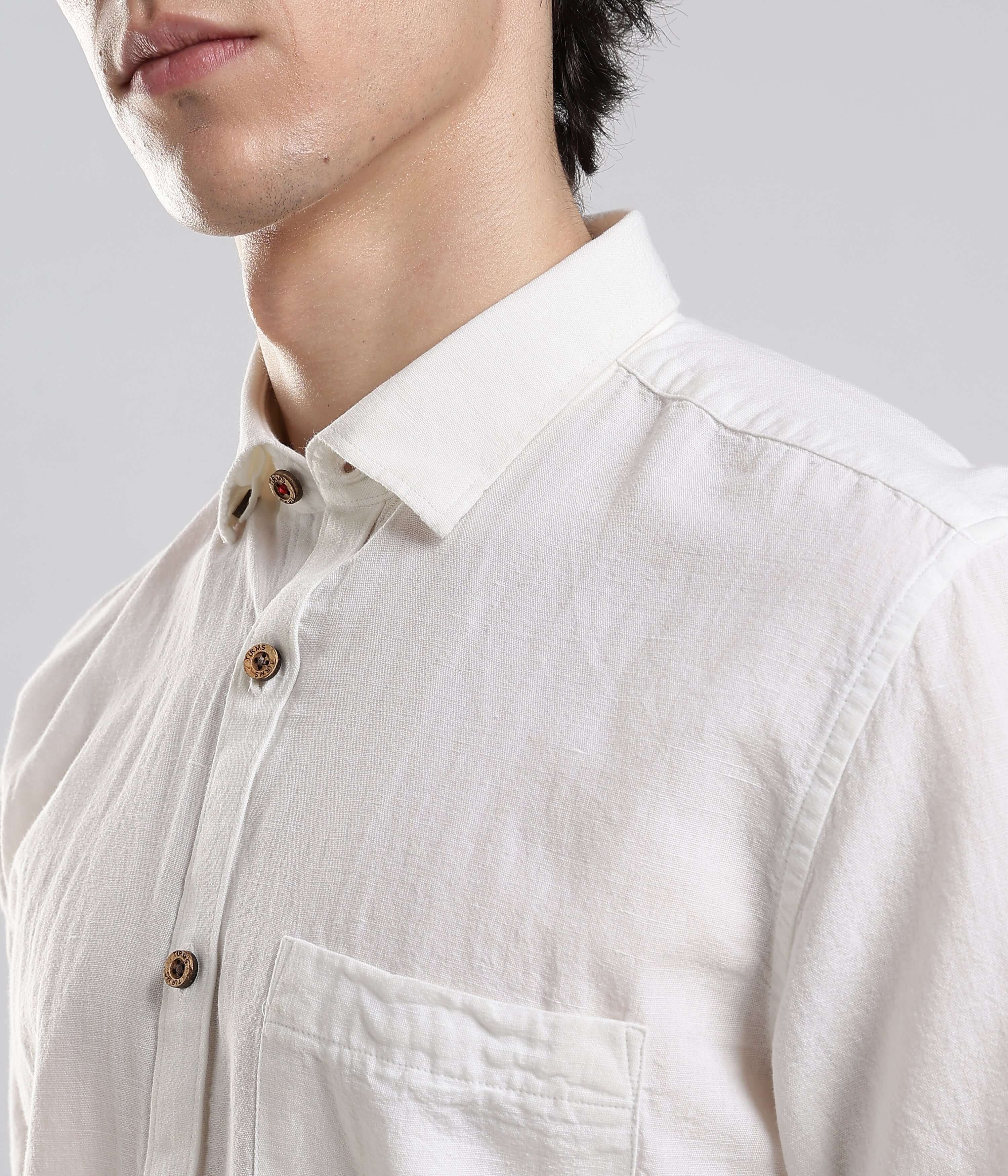 Mens half sleeve shirt White Linen Luxe