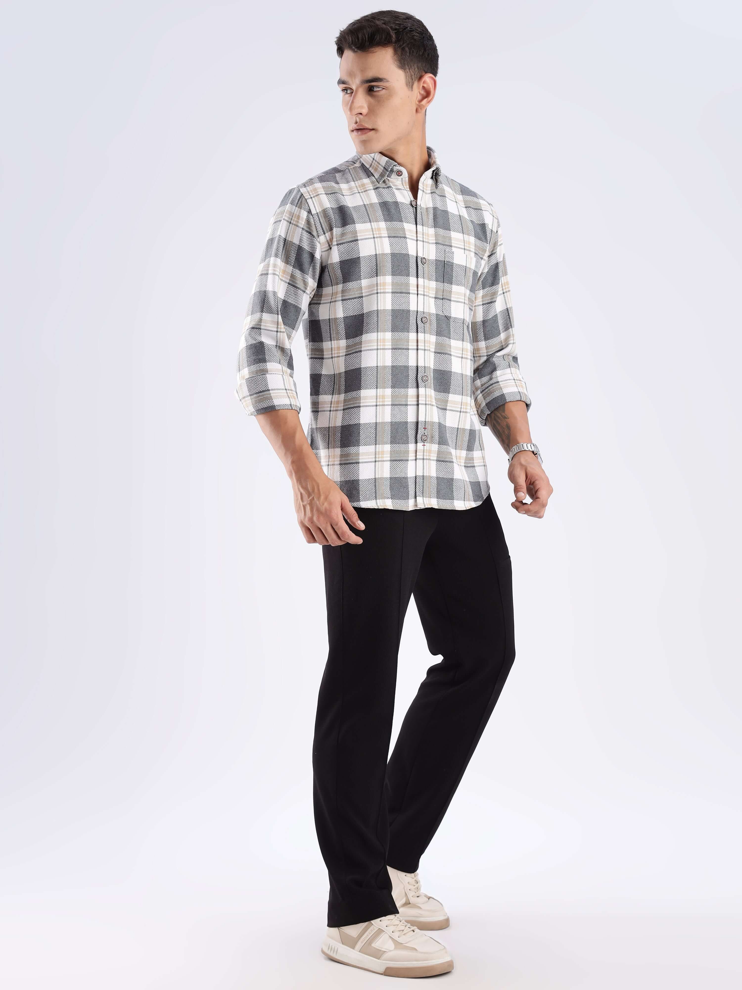 Urban Ochre Turms recycled cotton checked shirt, sustainable fashion with anti-odour and cool tech features.