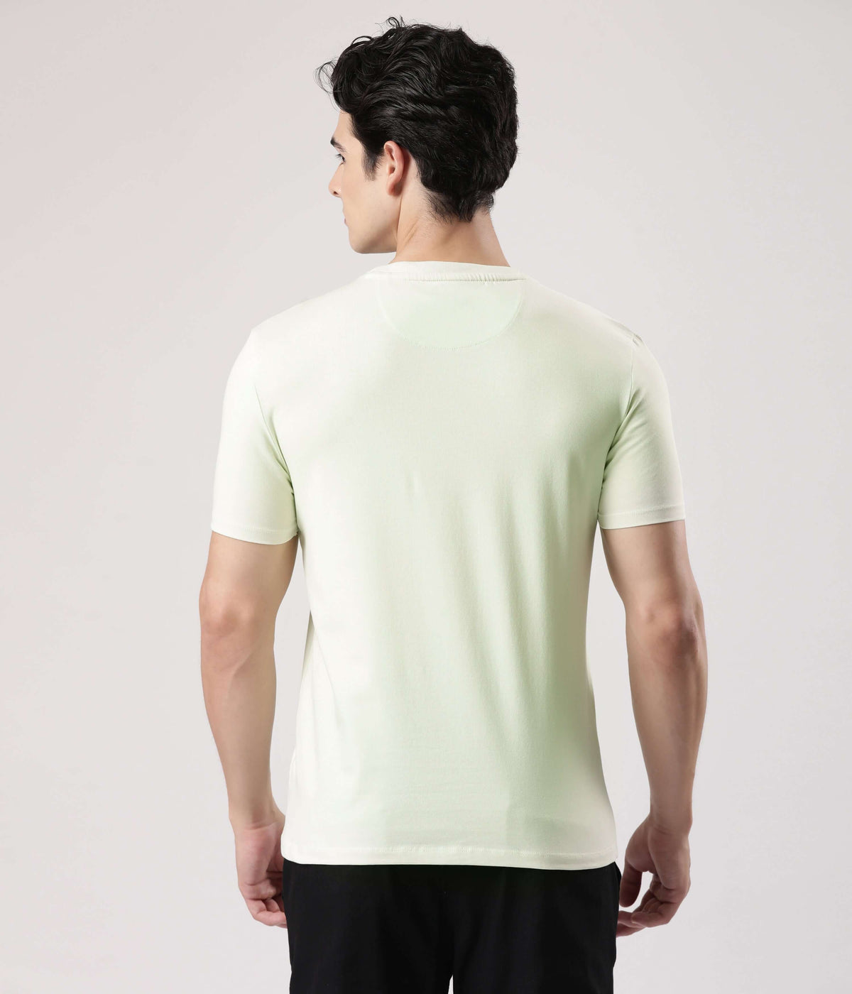 Mint Green Turms Intelligent Apparel men's t-shirt showcasing the stylish back design.
