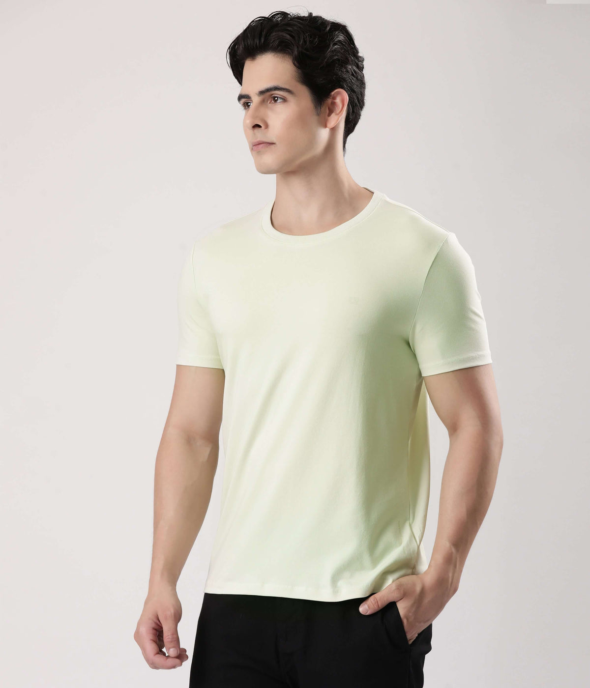 Mint Green Turms Intelligent Apparel T-Shirt for men, showcasing comfort and style in premium cotton.