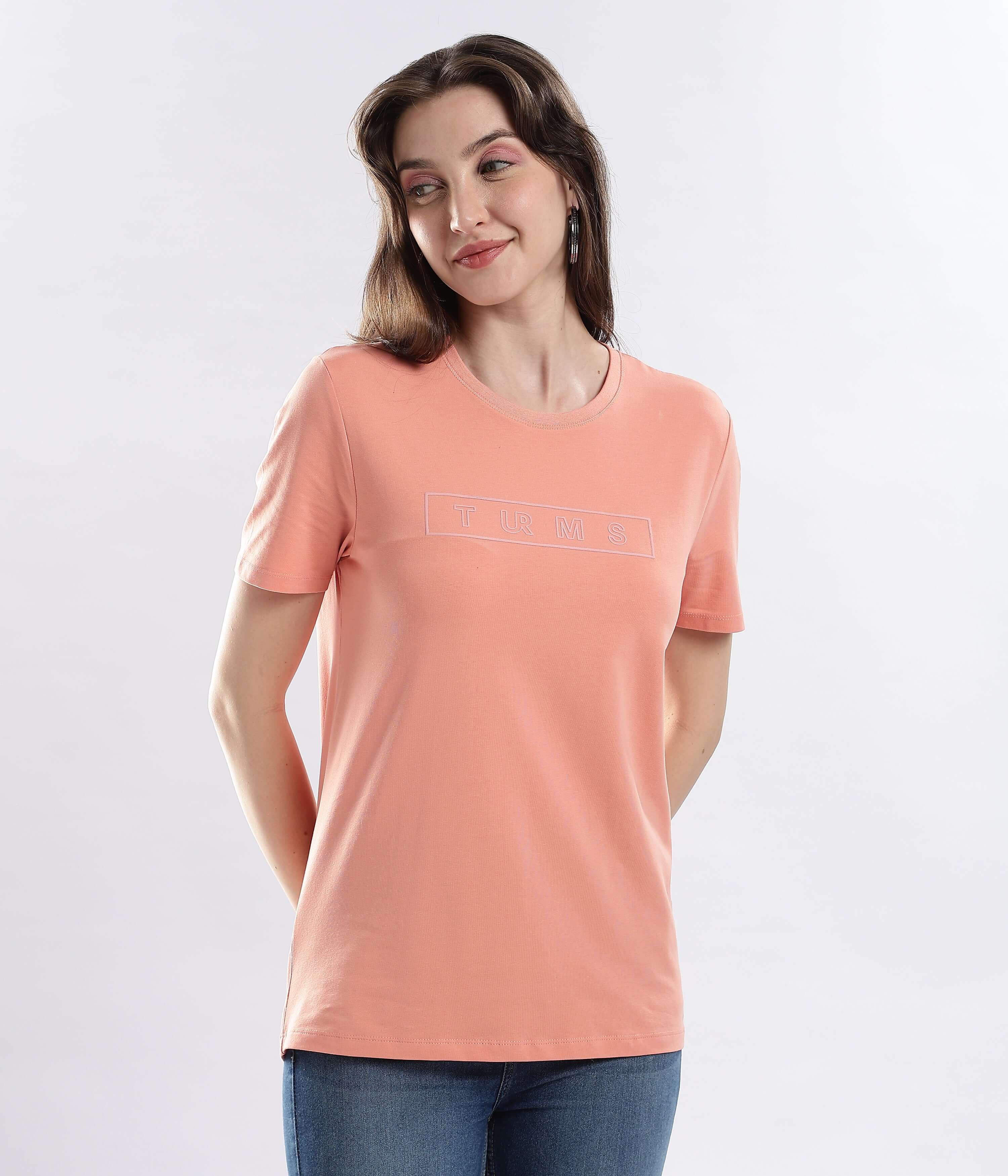 Womens casual t-shirt Ember Orange cotton t-shirt, stretchable, waterproof, anti-odour, best t-shirt for everyday comfort.