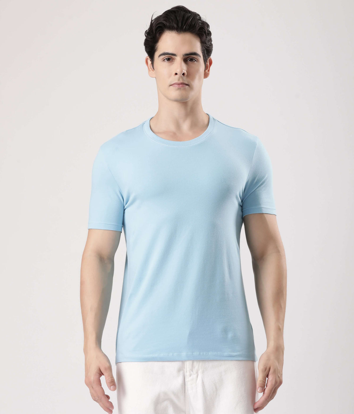 Alaskan Blue Turms Intelligent T-Shirt for men, featuring premium super combed cotton fabric for style and comfort.
