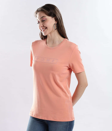 Womens casual t-shirt Ember Orange cotton tshirt, stretchable, waterproof, anti-odour, best tshirt for comfort and style.
