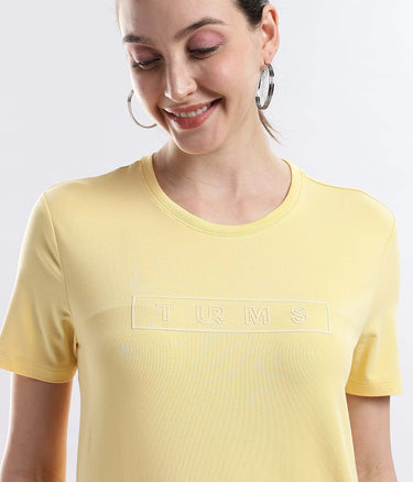 Womens casual t-shirt Aura Yellow Turms T-Shirt, a soft cotton tshirt that is stretchable, waterproof, and anti odour for ultimate comfort.