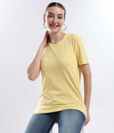 Womens casual t-shirt Aura Yellow Turms Worry-Free Intelligent T-Shirt, stylish cotton t-shirt, stretchable, waterproof, anti-odour.