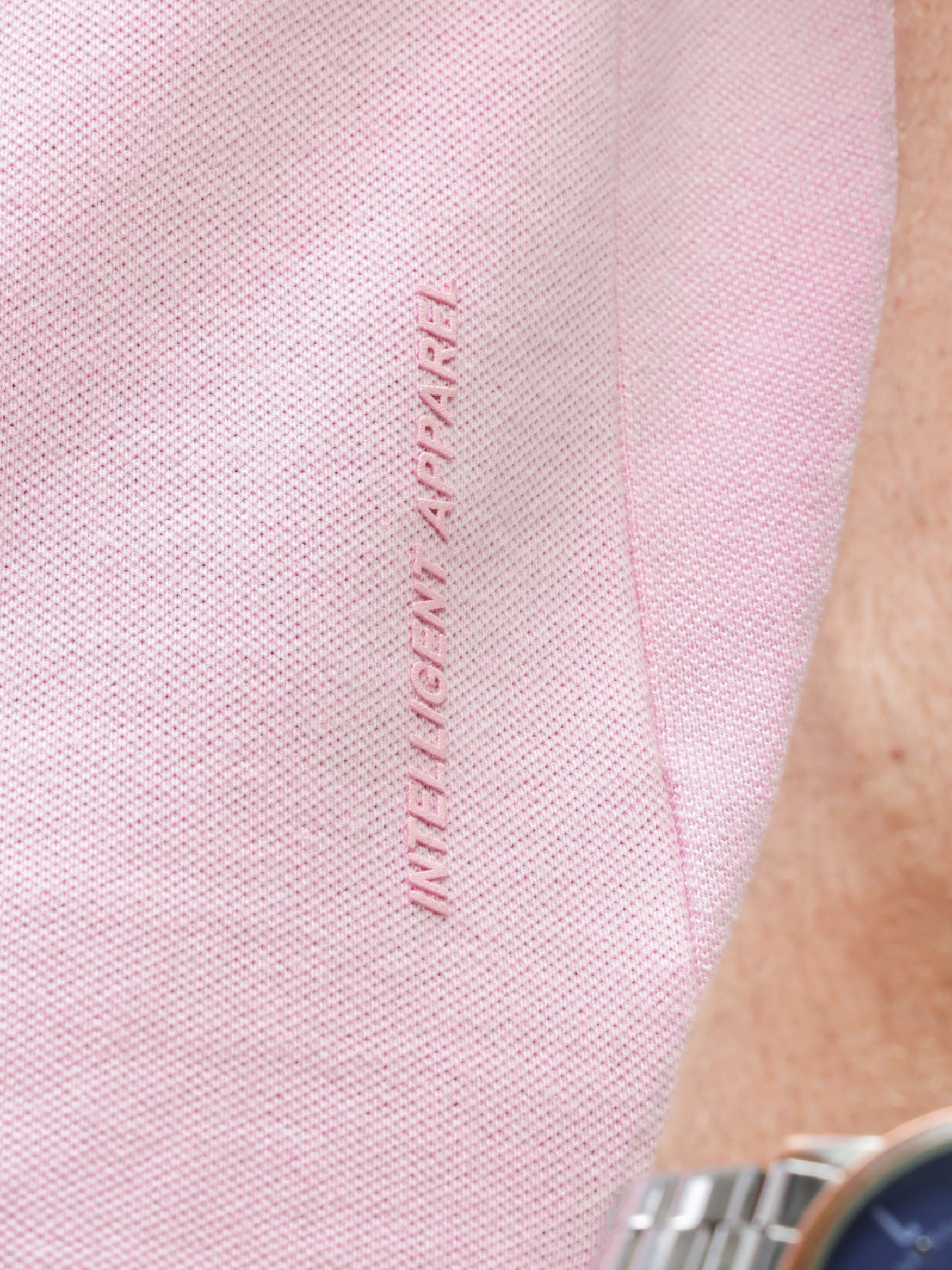 Close-up of Turms Carnation Polo Tshirt showcasing fabric texture and premium cotton material